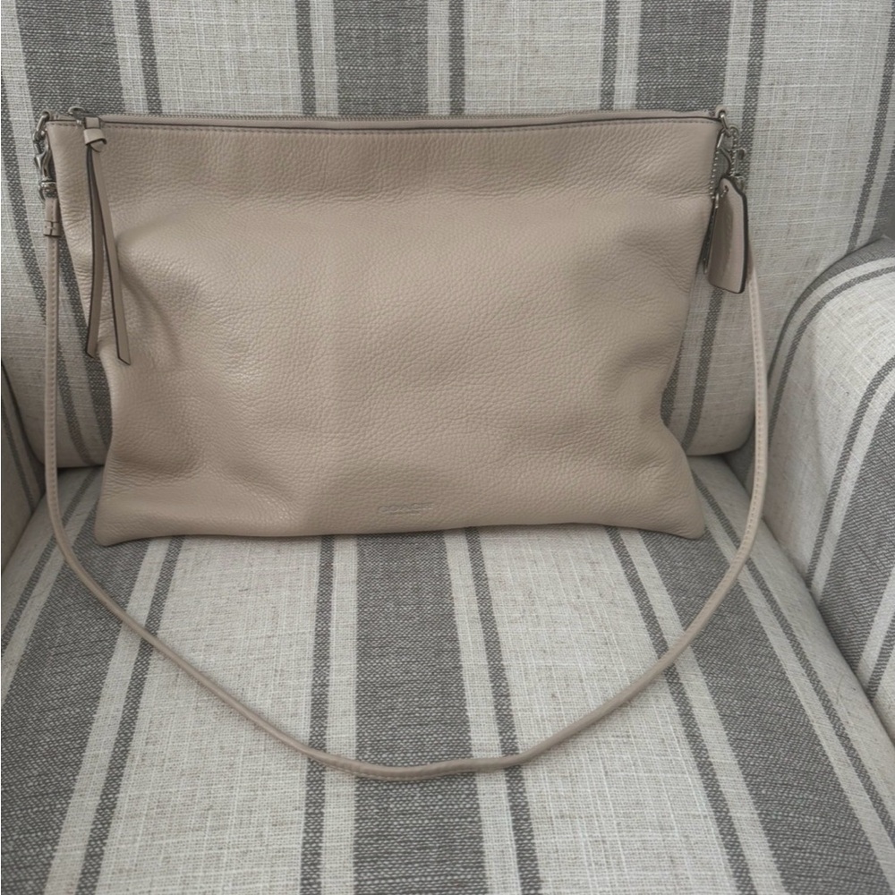 Authentic COACH cream color leather crossbody bag